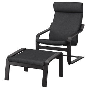 IKEA POÄNG armchair and ottoman, black-brown/Hillared anthracite , IKEA Sale | 29830PJYN