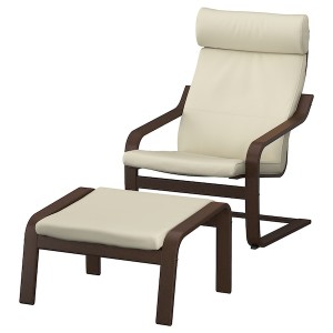 IKEA POÄNG armchair and ottoman, brown/Glose off-white , IKEA Sale | 01567LWOU