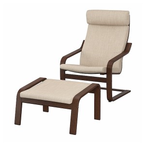 IKEA POÄNG armchair and ottoman, brown/Hillared beige , IKEA Sale | 51970WGLN