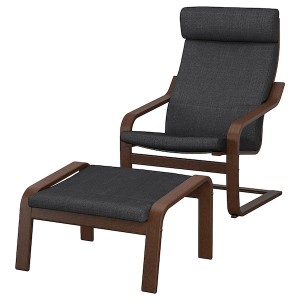 IKEA POÄNG armchair and ottoman, brown/Hillared anthracite , IKEA Sale | 54783KAOR