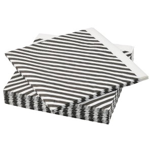 IKEA RÖDKNOT paper napkin, stripe white/black, 13x13 in, 30 pack , IKEA Sale | 14720MAOG