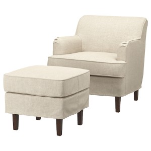 IKEA ROCKSJÖN armchair with ottoman, Kilanda light beige , IKEA Sale | 14937EZGA