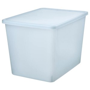 IKEA RYKTA storage box with lid, transparent gray-blue, 14 ¼x19 ¾x13 ¾ in/12 gallon , IKEA Sale | 86324KGCZ