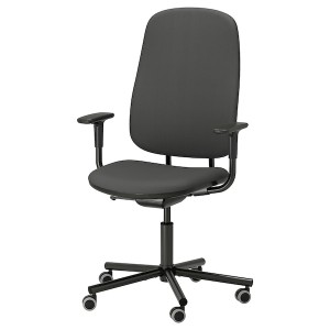 IKEA SMÖRKULL office chair with armrests, Gräsnäs dark gray , IKEA Sale | 27531VINA