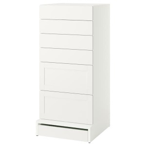 IKEA SMÅSTAD / UPPFÖRA 6-drawer chest, white with frame, 23 5/8x25 5/8x53 1/2 in , IKEA Sale | 35971QZUK