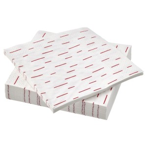 IKEA SNÖKRABBA paper napkin, patterned bright red/white, 13x13 in, 30 pack , IKEA Sale | 90815ZBAG