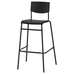 IKEA STIG bar stool with backrest, black/black, 29 1/8 in , IKEA Sale | 39140RBOM