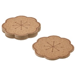 IKEA SVARTVIDE coaster, cork/patterned, 4 in, 4 pack , IKEA Sale | 40158WHTP