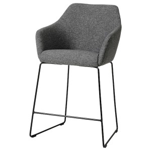 IKEA TOSSBERG bar stool with backrest, metal black/Gunnared dark gray , IKEA Sale | 50182XUDH