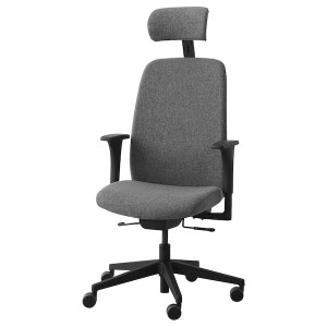 IKEA VALLFJÄLLET office chair with arm/headrest, Gunnared gray , IKEA Sale | 42975ABRY