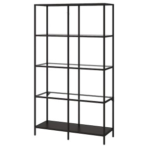 IKEA VITTSJÖ Shelf unit, black-brown, glass, Width: 39 3/8 in , IKEA Sale | 10768VAEJ