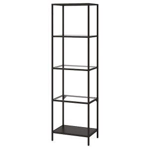 IKEA VITTSJÖ Shelf unit, black-brown, glass, Width: 20 1/8 in , IKEA Sale | 40857YPGK