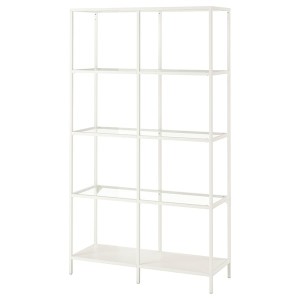 IKEA VITTSJÖ Shelf unit, white, glass, Width: 39 3/8 in , IKEA Sale | 09167GWOI