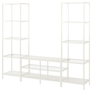 IKEA VITTSJÖ TV storage combination, white/glass, 79 1/2x14 1/8x68 7/8 in , IKEA Sale | 98017RSML