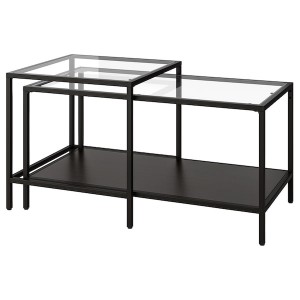 IKEA VITTSJÖ nesting tables, set of 2, black-brown/glass, 35 3/8x19 5/8 in , IKEA Sale | 56028XAIK