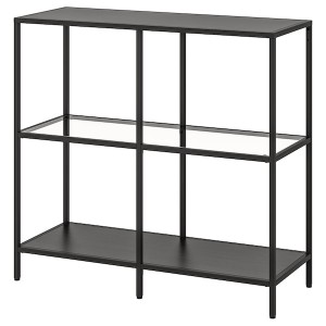 IKEA VITTSJÖ shelf unit, black-brown/glass, 39 3/8x36 5/8 in , IKEA Sale | 69740RYMA