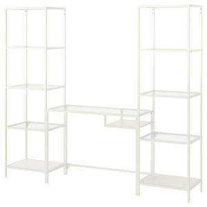 IKEA VITTSJÖ shelving unit with laptop table, white/glass, 79 1/2x14 1/8x68 7/8 in , IKEA Sale | 68452VQYH