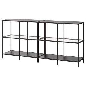 IKEA VITTSJÖ storage combination, black-brown/glass, 78 3/4x14 1/8x36 5/8 in , IKEA Sale | 69871VQYF