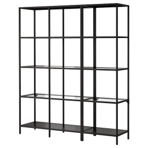 IKEA VITTSJÖ storage combination, black-brown/glass, 59 1/2x14 1/8x68 7/8 in , IKEA Sale | 51840APUM