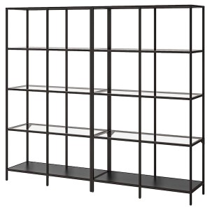 IKEA VITTSJÖ storage combination, black-brown/glass, 78 3/4x14 1/8x68 7/8 in , IKEA Sale | 14657MITE