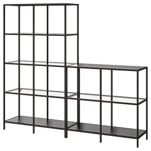 IKEA VITTSJÖ storage combination, black-brown/glass, 78 3/4x14 1/8x68 7/8 in , IKEA Sale | 08419YZAS