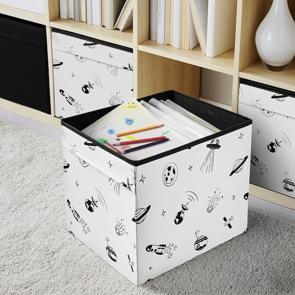 IKEA AFTONSPARV box, space black/white, 13x15x13 in , IKEA Sale | 21873ASEW