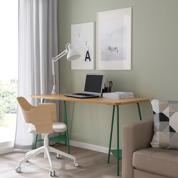 IKEA ANFALLARE / TILLSLAG desk, bamboo/green, 55 1/8x25 5/8 in , IKEA Sale | 02648STYN