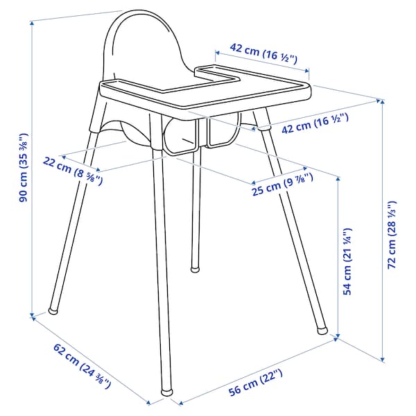 IKEA ANTILOP high chair with tray, white/silver color , IKEA Sale | 61824YMHL