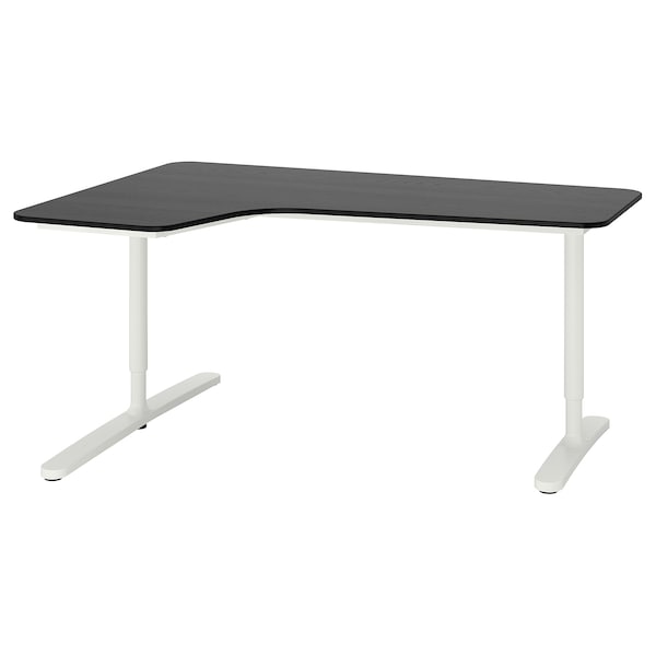 IKEA BEKANT corner desk-left, black stained ash veneer/white, 63x43 1/4 in , IKEA Sale | 94105OITL