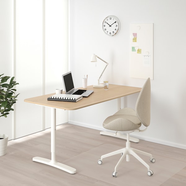 IKEA BEKANT desk, white stained oak veneer/white, 63x31 1/2 in , IKEA Sale | 03257EIVA