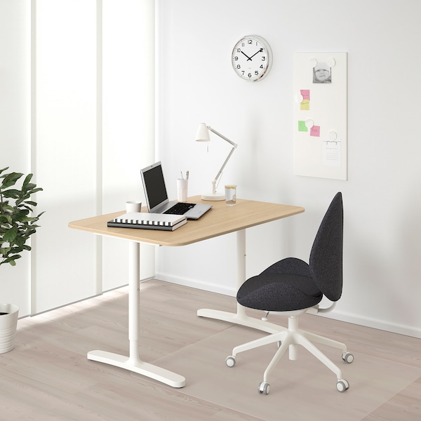 IKEA BEKANT desk, white stained oak veneer/white, 47 1/4x31 1/2 in , IKEA Sale | 07629FOWZ