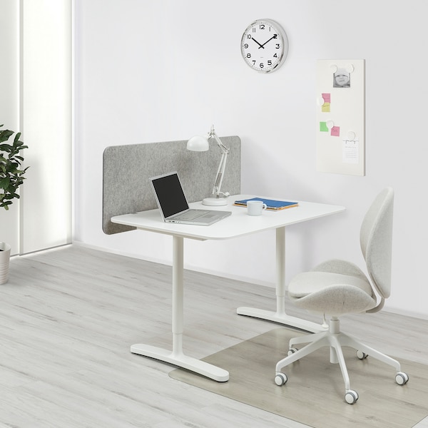 IKEA BEKANT desk with screen, white/gray, 47 1/4x31 1/218 7/8 in , IKEA Sale | 98530LKRF