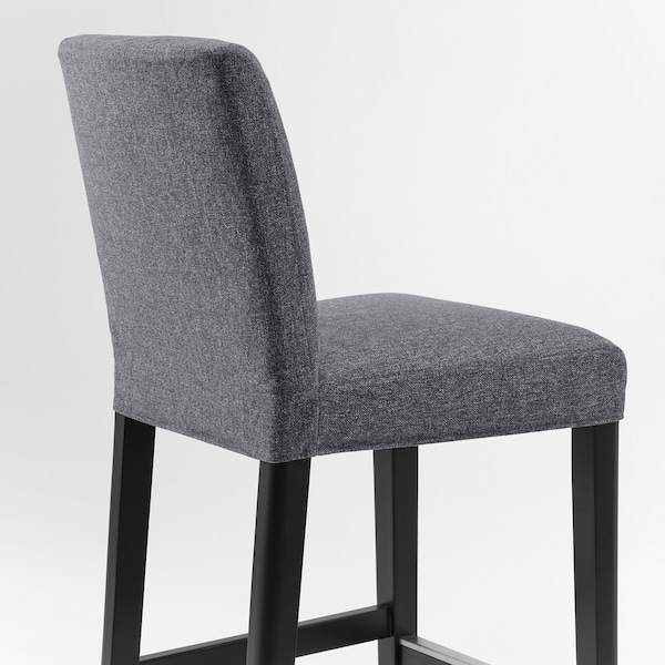 IKEA BERGMUND bar stool with backrest, black/Gunnared medium gray, 24 3/8 in , IKEA Sale | 32068DYZL