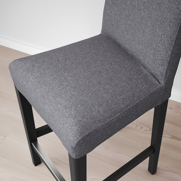 IKEA BERGMUND bar stool with backrest, black/Gunnared medium gray, 24 3/8 in , IKEA Sale | 32068DYZL