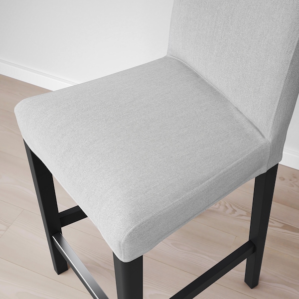 IKEA BERGMUND bar stool with backrest, black/Orrsta light gray, 24 3/8 in , IKEA Sale | 52734OZIB