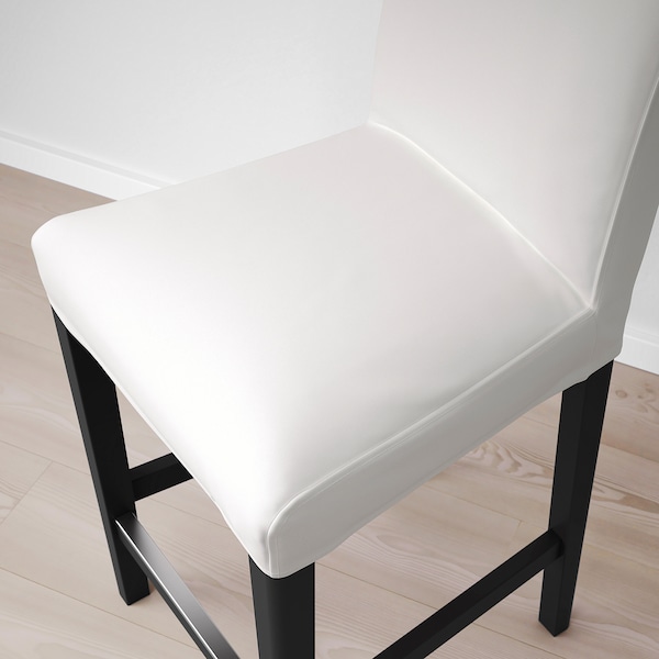 IKEA BERGMUND bar stool with backrest, black/Inseros white, 24 3/8 in , IKEA Sale | 07294YPOI