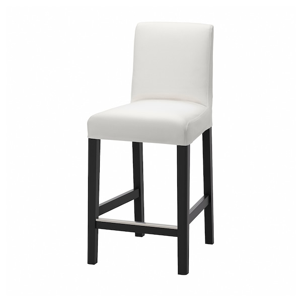 IKEA BERGMUND bar stool with backrest, black/Inseros white, 24 3/8 in , IKEA Sale | 07294YPOI