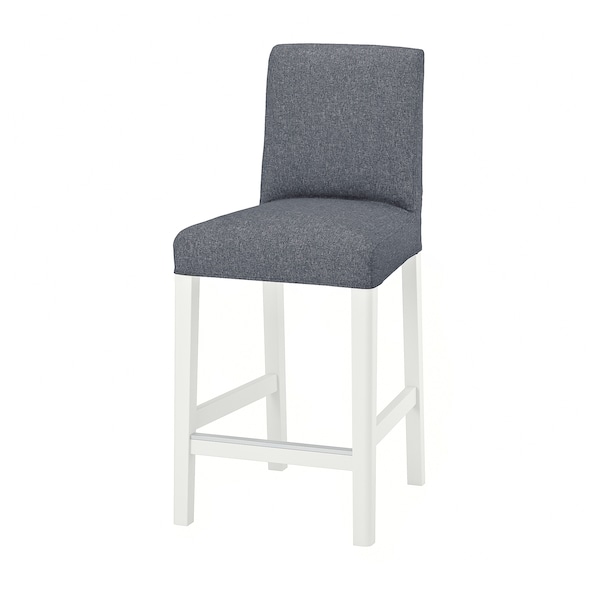 IKEA BERGMUND bar stool with backrest, white/Gunnared medium gray, 24 3/8 in , IKEA Sale | 20359QFXL