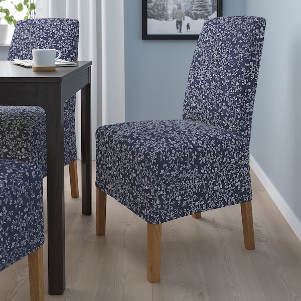 IKEA BERGMUND chair w medium long cover, oak effect/Ryrane dark blue , IKEA Sale | 08764TSXH