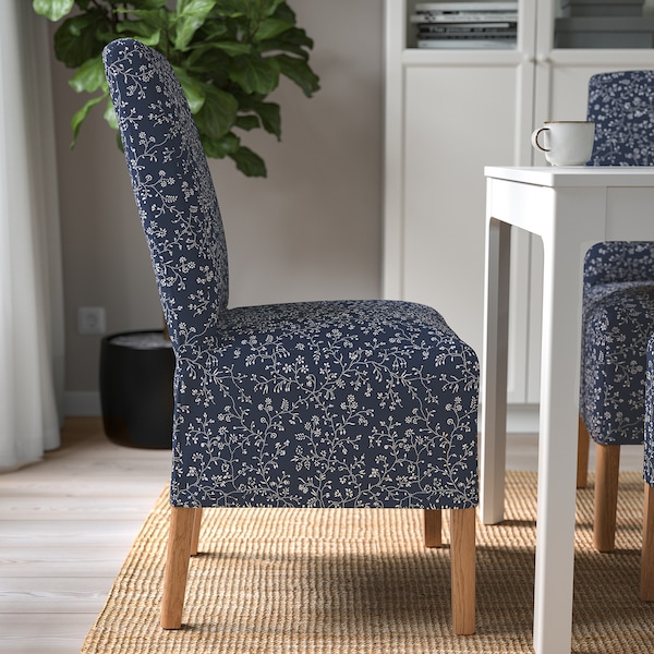 IKEA BERGMUND chair w medium long cover, oak effect/Ryrane dark blue , IKEA Sale | 08764TSXH