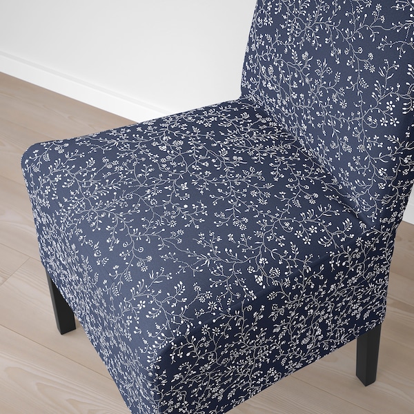 IKEA BERGMUND chair w medium long cover, black/Ryrane dark blue , IKEA Sale | 57924OPAZ