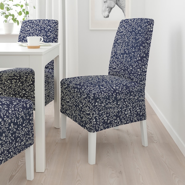 IKEA BERGMUND chair w medium long cover, white/Ryrane dark blue , IKEA Sale | 53790AOLY