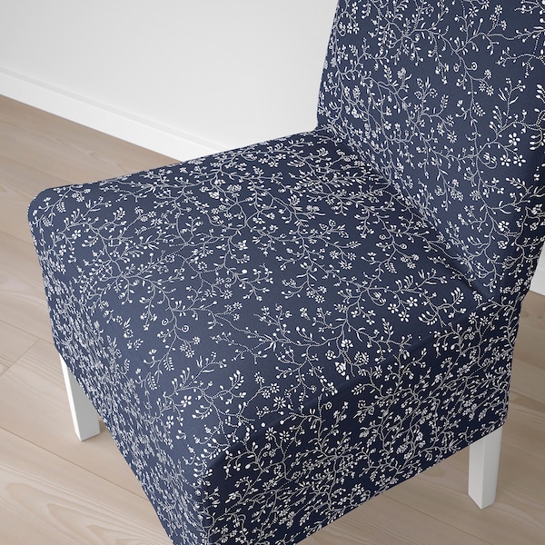 IKEA BERGMUND chair w medium long cover, white/Ryrane dark blue , IKEA Sale | 53790AOLY