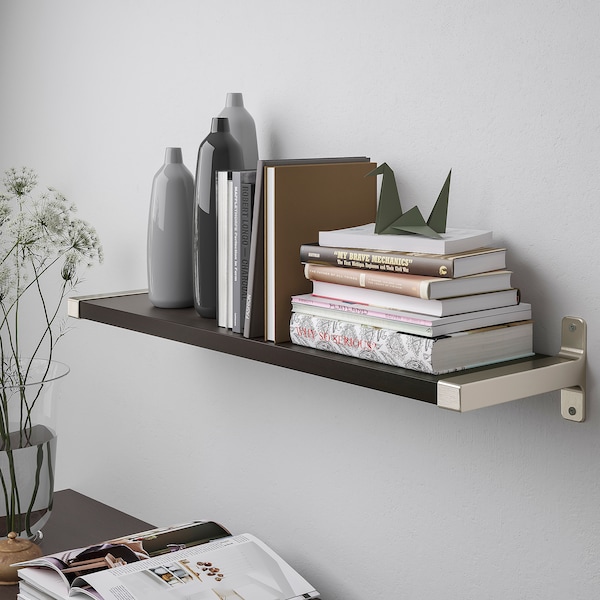 IKEA BERGSHULT / GRANHULT wall shelf, brown-black/nickel plated, 31 1/2x7 7/8 in , IKEA Sale | 07842FNPI