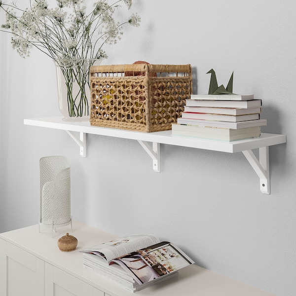 IKEA BERGSHULT / SANDSHULT wall shelf, white/white stained aspen, 47 1/4x11 3/4 in , IKEA Sale | 13026UOZI