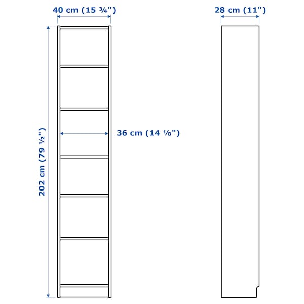 IKEA BILLY Bookcase, white, 15  3/4x11x79  1/2 in , IKEA Sale | 52607FEID