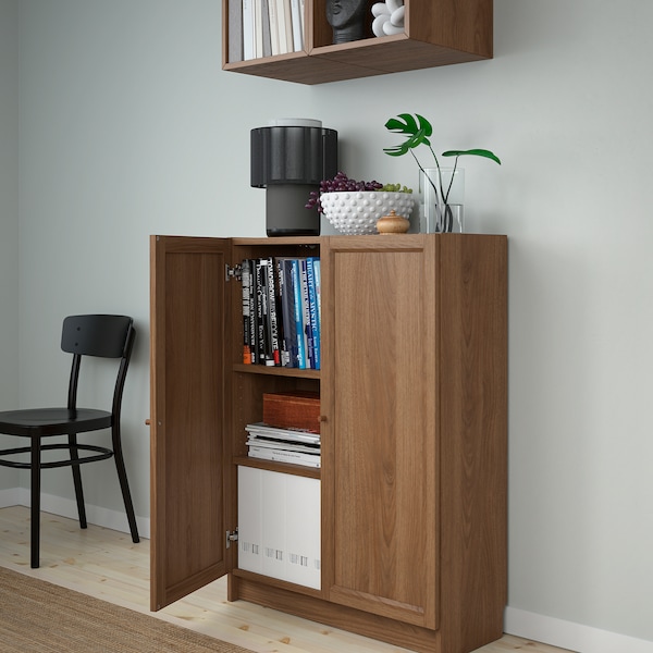 IKEA BILLY / EKET storage combination with doors, brown walnut effect , IKEA Sale | 16934GBCU