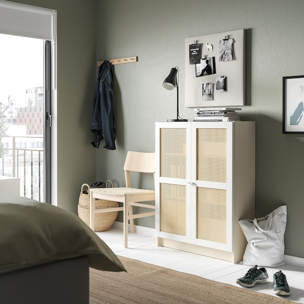 IKEA BILLY / HÖGADAL bookcase with doors, birch effect, 31 1/2x11 3/4x41 3/4 in , IKEA Sale | 87506FDBV