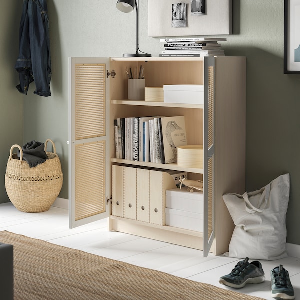 IKEA BILLY / HÖGADAL bookcase with doors, birch effect, 31 1/2x11 3/4x41 3/4 in , IKEA Sale | 87506FDBV