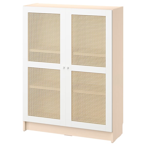 IKEA BILLY / HÖGADAL bookcase with doors, birch effect, 31 1/2x11 3/4x41 3/4 in , IKEA Sale | 87506FDBV